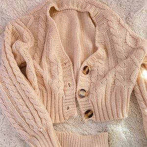 crop sweater & knitted bando